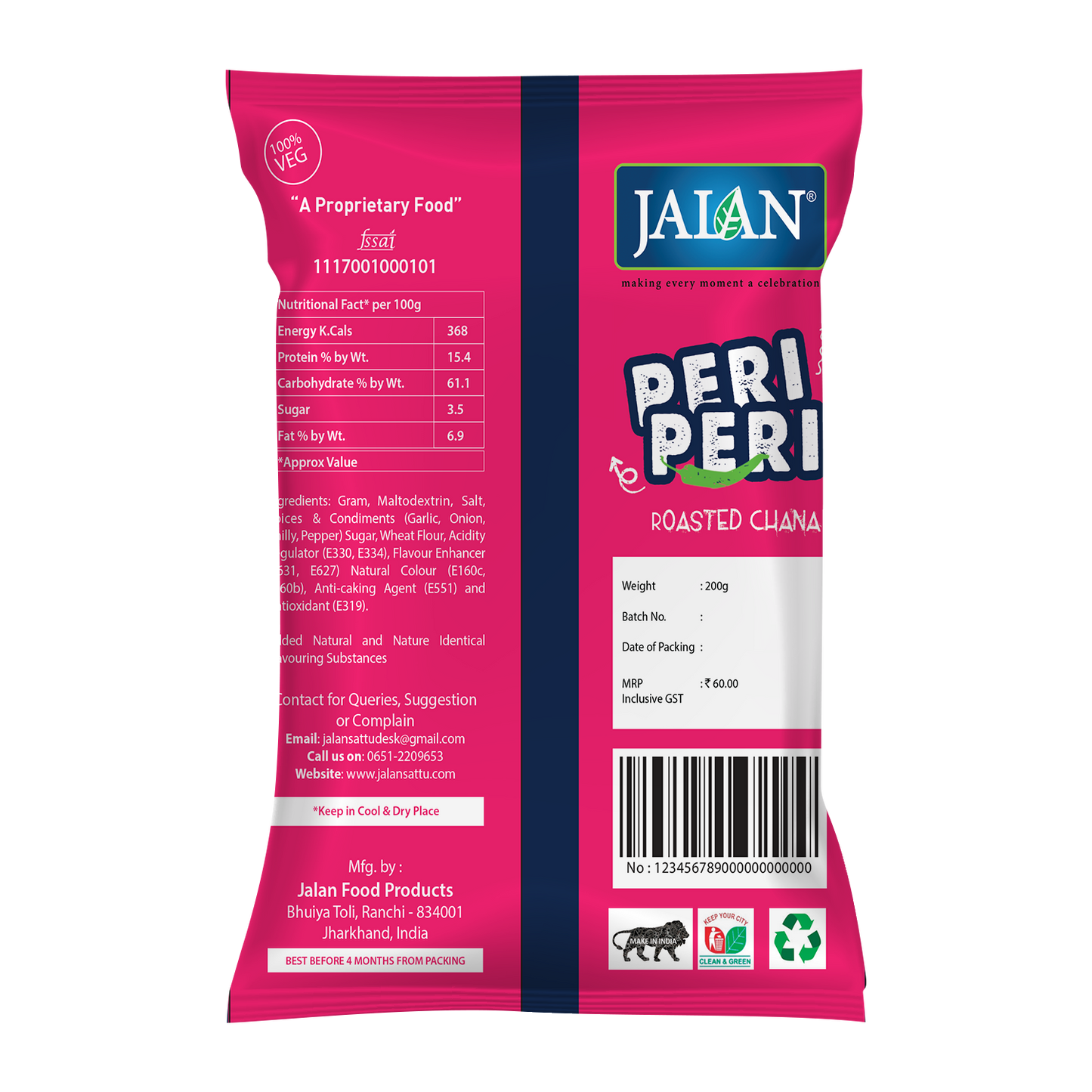 Peri Peri Flavoured Roasted Chana Pouch